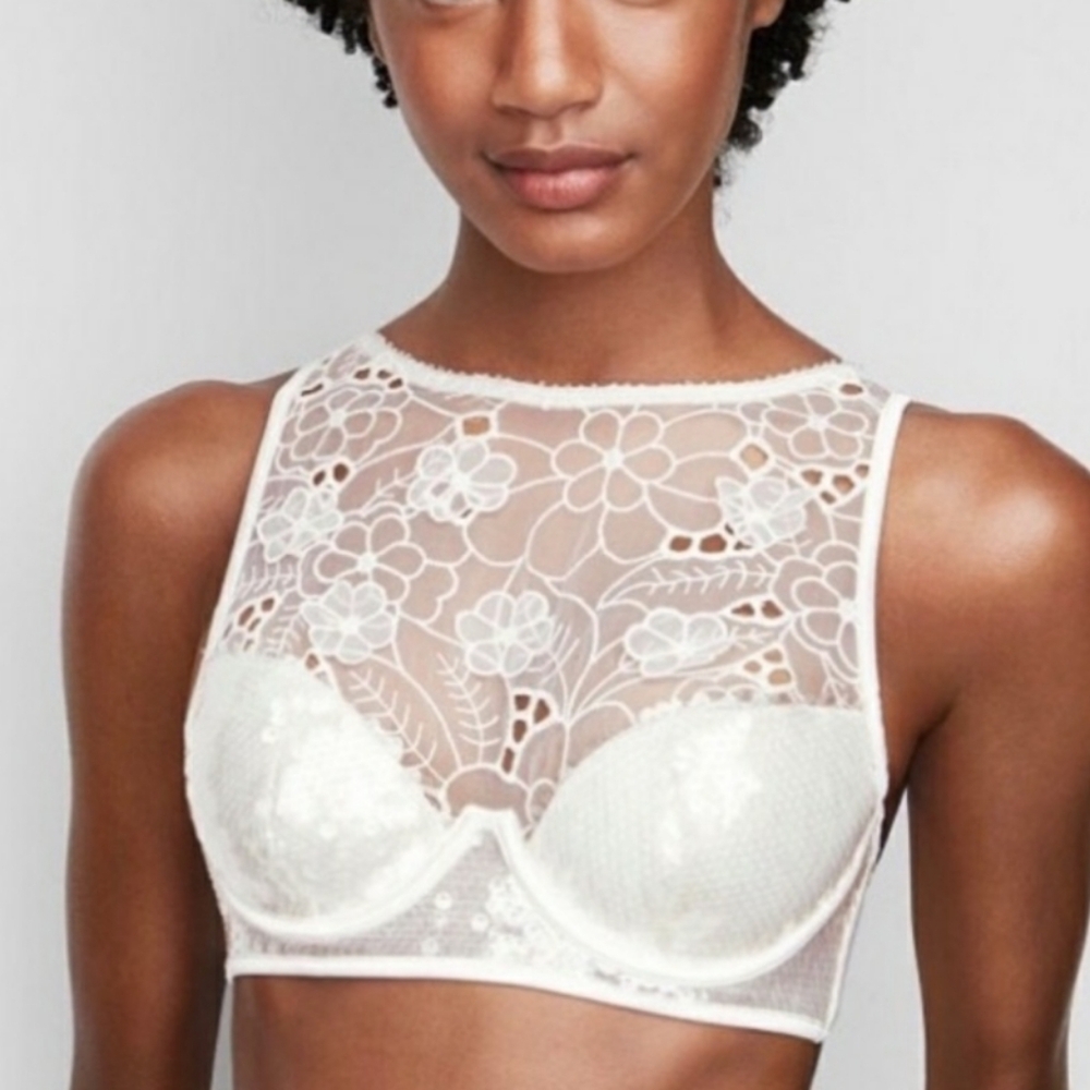 VS Petals Sequin High-neck Bra Floral Balconet 34B